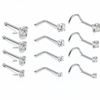 Bijoux de piercing tendance en acier inoxydable, clou de nez en zircon CZ, bijoux de corps glamour pour femme, anneau de nez courbé multicolore
