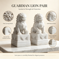 Paire de statues de chiens chinois sculptées à la main en marbre blanc naturel, sculpture de lion gardien pour portail