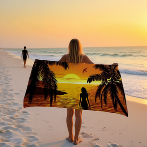 Asciugamano da spiaggia Buonic 70x140 cm con stampa di palme al tramonto per uso in spiaggia - Product Image 2