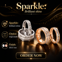 Bague en acier inoxydable avec zircon, double rangée, pavé d'étoiles, bijoux de mariage pour femmes et hommes