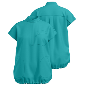 Kitmaz Women's Mandarin Collar Scrub Tops - Soft Stretch Oversized Fit with 3 Pockets - Product Image 2