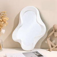 Miroir de table pliable mural moderne et créatif en plastique, miroirs décoratifs, bordure ondulée irrégulière, blanc, chambre à coucher, salon