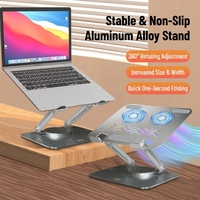 Support pour ordinateur portable 360° avec deux ventilateurs magnétiques turbo, hauteur réglable, support pliable pour ordinateur portable, tablette, MacBook