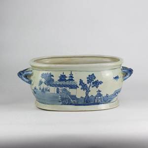 Planteur d'orchidées en céramique, finition Antique, peinture à la main bleue et blanche, motif de gloire chinoise, RYVM31-OLD - Product Image 4