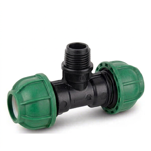 Conector de compresión en T con rosca macho para tubería PPR, superficie lisa, baja presión, ODM, OEM, personalizable, resistente a la corrosión - Product Image 1