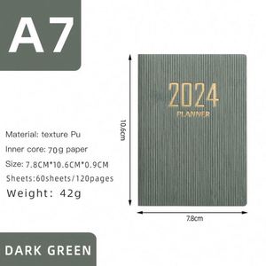 โรงงานจีน สมุดบันทึกไดอารี่/แพลนเนอร์ ปี 2024 ปกหนัง A7 หลายสี เป็นมิตรกับสิ่งแวดล้อม แบบกำหนดเอง 60 แผ่น ของขวัญ 12 เดือน มีสินค้าในสต็อก - Product Image 3