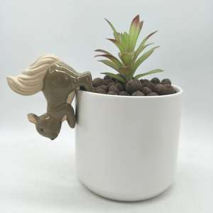 Jolie petite jardinière en céramique, décor <span class=keywords><strong>de</strong></span> bord, <span class=keywords><strong>Pot</strong></span> <span class=keywords><strong>de</strong></span> <span class=keywords><strong>fleur</strong></span>, Vase, Animal suspendu, ornement carré, vase, aquarium, terrarium - Product Image 5