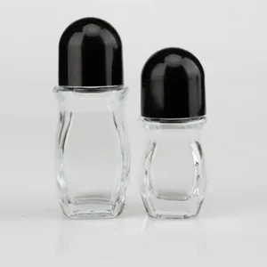 Custom Latest Design 30 ml 50 ml Refillable Clear Deodorant Roller Glass Roll On Bottle