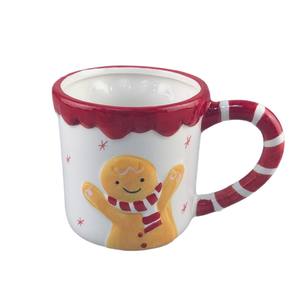 Tazas Navideñas con Diseño de Hombre de Jengibre en Relieve, Tazas de Cerámica Pintadas a Mano, Tazas de Agua para Parejas - Product Image 1