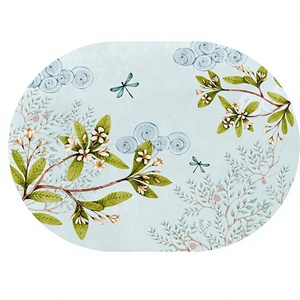 Designer Premium Bamboo Fiber Handmade Customizable Waterproof Korean Modern Floral <b>Placemats</b> Heat/Water Resistant Home Weddings - Product Image 1