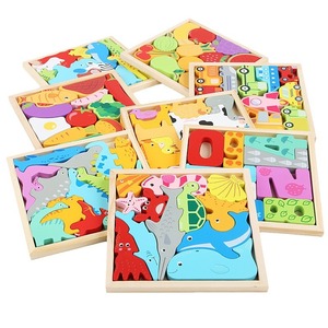Roman Early Education Toys Animal Cars Numéros de fruits Puzzles <span class=keywords><strong>3D</strong></span> en bois pour enfants - Product Image 1