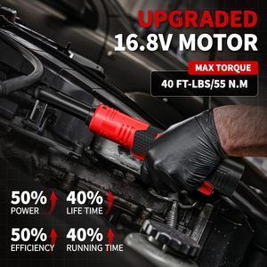 Bộ cờ lê điện không dây 12V, đầu <span class=keywords><strong>3</strong></span>/<span class=keywords><strong>8</strong></span> inch, mô tơ không chổi than 350 vòng/phút, 2 pin 2.0Ah, bộ sạc nhanh, tốc độ biến thiên, đèn LED - Product Image 5