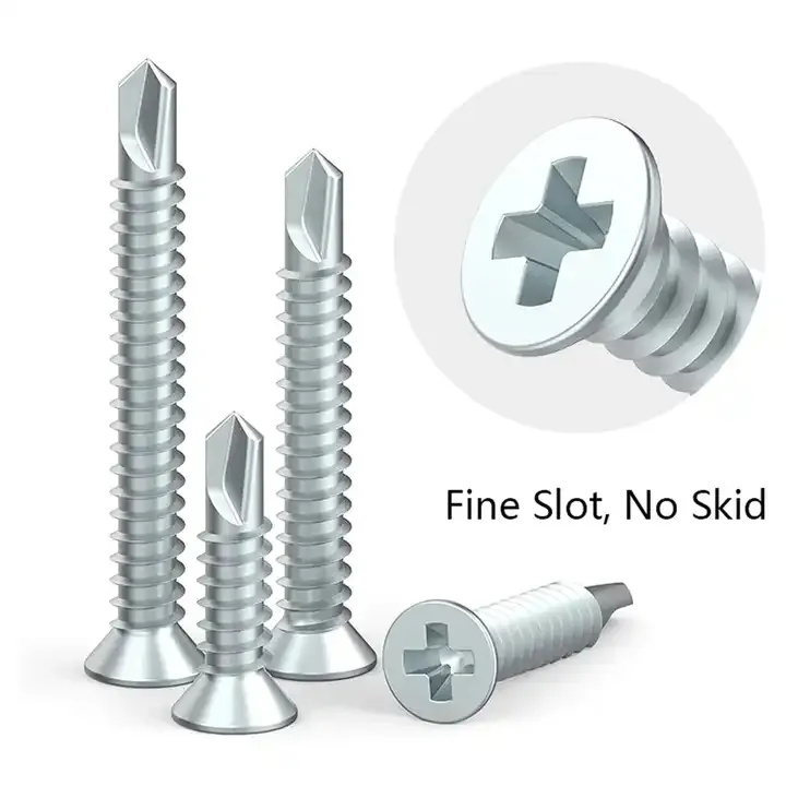 Fasto High Quality Cross Recessed Carbon Steel Flat Countersunk Head Zinc Plated Self Drilling Screws