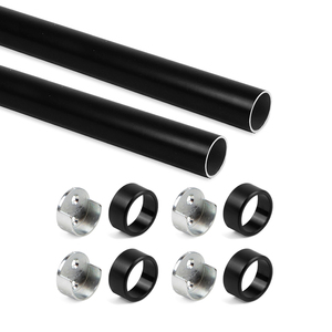 Kit tubo tondo armadio 28mm diametro 75cm lunghezza verniciato nero in lega di zinco acciaio inossidabile EMUCA modello 7070714 - Product Image 1