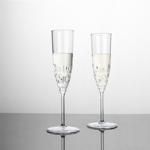 Fêtes fleur gravé vin rouge Cocktail mariage en vrac sans bpa cannelures en plastique flûtes <span class=keywords><strong>à</strong></span> <span class=keywords><strong>champagne</strong></span> jetables - Product Image 2