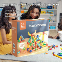 64 pièces de bâtonnets et billes magnétiques, jouet de construction, aimant puissant 2500GS, 3,5 cm, éducatif STEM, enfants, OEM ODM, vente en gros, CE EN71