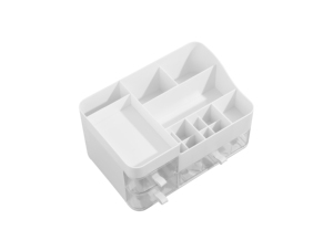 Plastic Makeup Organizer for Vanity Large Skincare Organizers 8 Compartments Bathroom Organizer Cosmetic <strong>Storage</strong> Three <strong>Draw</strong> - Product Image 5