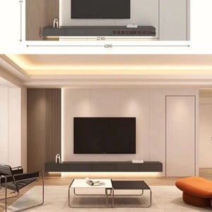 Customized Durable Eco-Friendly Wood <b>TV</b> <b>Wall</b> Protective Panel Invisible Door <b>for</b> Minimalist Home Furniture Living Room Hotel - Product Image 1