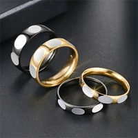 Anillo de Acero Inoxidable con Diseño de Puntos, Acabado Dorado y Plateado de Dos Tonos para Bodas Masculinas y Joyería de Promesa para Parejas