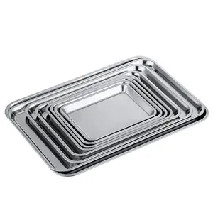 Stainless Steel Tray Rectangular Cafeteria Plate Food Serving kitchen Plate Baking Tray