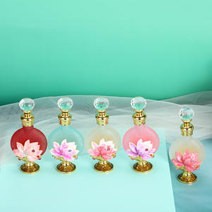 Botella de Perfume de Vidrio Esmerilado Plano de 10 ml, con Diseño de Loto Esmaltado, al por Mayor - Product Image 4