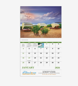 Calendriers 2027 personnalisés avec logo, thème Plage de rêve, agrafés, 12 mois, promotionnels, à suspendre au mur, cadeau d'entreprise, vente en gros - Product Image 1