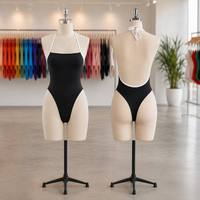 Fabricant de maillots de bain personnalisés écologiques vintage, ligne minimaliste, bikini dos nu à double doublure taille haute pour femme
