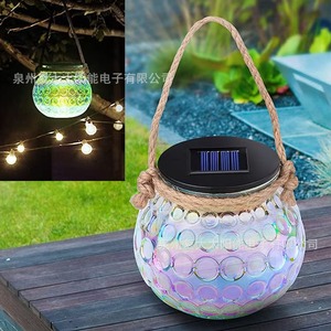 Solar Mason Jar Hanging <b>Light</b> Led Outdoor Garden Decor With <b>Rope</b> Handle And Solar Panel - Product Image 1