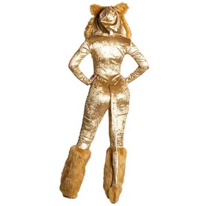 S-XL Halloween Costume One-piece fox Suit <b>Adult</b> Female Cosplay Golden Furry Suit Animal Suit - Product Image 6