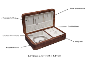Scatola <span class=keywords><strong>Portagioie</strong></span> in <span class=keywords><strong>Legno</strong></span> per Donne, Custodia da Viaggio e Regalo per Damigelle, Elegante Scatola Portaoggetti in <span class=keywords><strong>Legno</strong></span> <span class=keywords><strong>di</strong></span> Noce, Regalo per Lei, Magazzino USA - Product Image 5