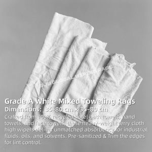 Chiffons de nettoyage industriels en coton blanc coupé 100% coton, 25kg et 10kg, pour le nettoyage des huiles industrielles - Product Image 2