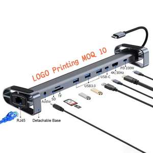 Hub de base de expansión 10 en 1 3,0 para <span class=keywords><strong>Huawei</strong></span> USB 3,0 PD Carga de aluminio para 10 1 estación de acoplamiento tipo C para computadora portátil - Product Image 1