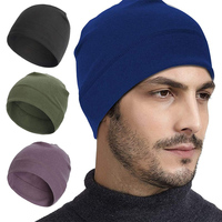 Invierno suave cálido en blanco deportes ciclismo esquí casco para correr interior para hombre Polar Fleece Beanie Skull Watch Cap Hat