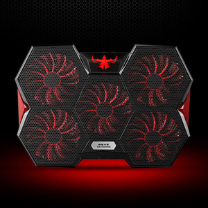 Support de refroidissement <span class=keywords><strong>pour</strong></span> ordinateur <span class=keywords><strong>portable</strong></span> de gaming avec éclairage LED, en métal robuste, 5 ventilateurs, 2 ports USB – OEM bienvenu - Product Image 5