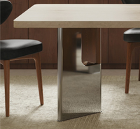 Ensemble de salle à manger moderne du milieu du siècle, table à manger en dalle de pierre écologique avec chaises, meubles couleur noyer pour petite salle à manger