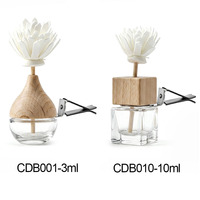 En stock, vente en gros : Mini diffuseur de parfum pour voiture vide et personnalisable de 10 ml, flacon carré transparent en verre pour aromathérapie avec bâtonnets diffuseurs