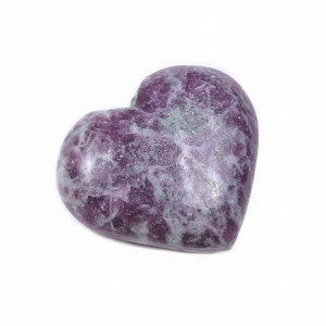 Piedras semipreciosas de lepidolita para decoración y meditación, en línea, corazones hinchados - Product Image 1