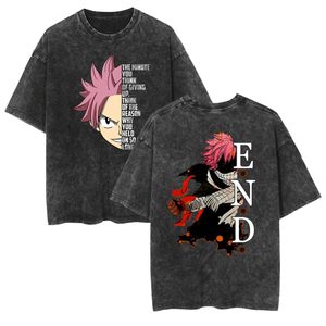 T-shirt vintage délavé, Anime <span class=keywords><strong>Fairy</strong></span> <span class=keywords><strong>Tail</strong></span>, T-shirt décontracté en coton à manches courtes pour hommes et femmes - Product Image 5