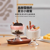 Vaso de cristal estilo Ins apto para microondas, copa de postre de diseño minimalista para helado, zumo, agua y yogur