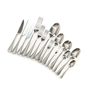304 ensemble de <span class=keywords><strong>couverts</strong></span> <span class=keywords><strong>en</strong></span> acier inoxydable <span class=keywords><strong>couverts</strong></span> pour restaurant et hôtel Banquet événement Antique argenterie argent martelé ensemble de <span class=keywords><strong>couverts</strong></span> - Product Image 1