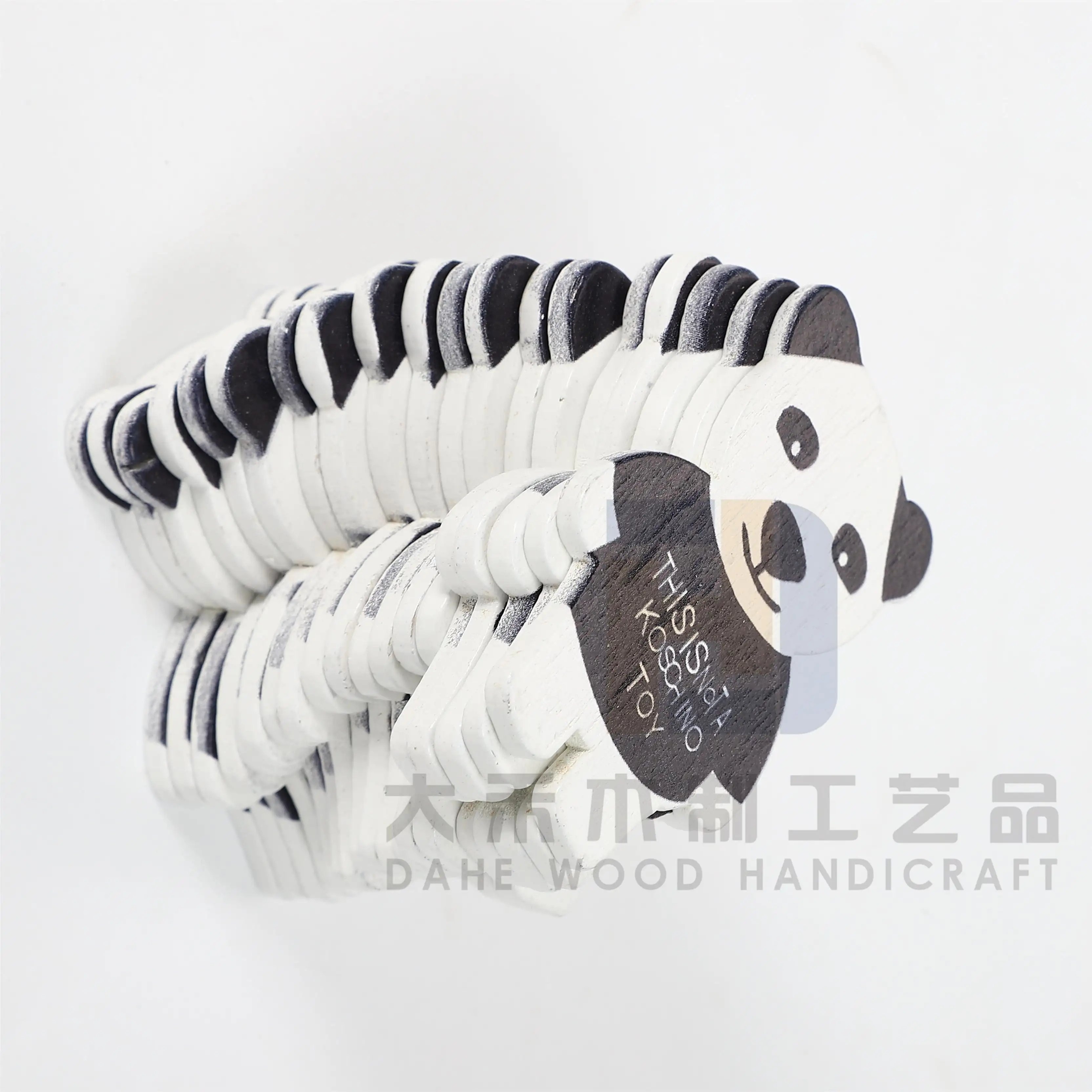 Gekleurde Geschilderde Panda Op Maat Gemaakte Houten Plakjes Dieren Decoratieve Houten Stukken Voor Diy Cadeau