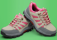 Chaussures de sécurité de travail à bout en acier anti-écrasement de couleur rose pour femmes respirant sans lacet léger en acier sans lacet athlétique