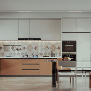 Gabinetes de Cocina Modulares Modernos Minimalistas con Encimera de Madera Integrada y Personalizada, con Isla de Almacenamiento y Fregadero para Interiores - Product Image 4
