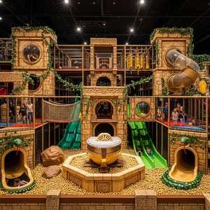 Aire de jeux intérieure pour enfants, nouvelle conception, thème chasse au trésor, équipement d'aventure avec toboggan, piscine à balles et jeux souples - Product Image 1