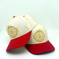Casquette de baseball structurée à 5 panneaux avec logo personnalisé, en sergé de coton épais, bicolore, avec broderie de badge circulaire 3D pour hommes et femmes