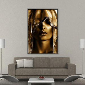 <span class=keywords><strong>Cuadros</strong></span> Decorativos de Lienzo con Diseño de Maquillaje Dorado para Mujer, Impresiones de Arte de Pared de <span class=keywords><strong>Estilo</strong></span> Nórdico, Retratos Escandinavos para Decoración de Sala de Estar - Product Image 2