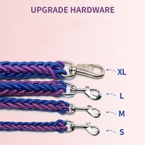 สายจูงสัตว์เลี้ยงแบบถัก ดีไซน์สองสี แข็งแรง ทนทานต่อการกัด พร้อมปลอกคอ - Product Image 3