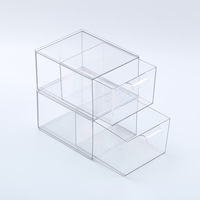 Ensemble d'organisateur de bac de rangement de réfrigérateur rectangulaire transparent Boîtes en plastique empilables et sans danger pour le stockage du réfrigérateur