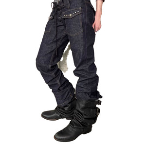 <span class=keywords><strong>Jeans</strong></span> Casual da Donna a Gamba Larga, Vestibilità Comoda, Vita Bassa, Cuciture Visibili, in Denim Spandex/Cotone Traspirante per Estate e Inverno - Product Image 5