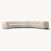 Canapé modulaire incurvé 5 pièces en coton et lin de qualité supérieure, style moderne organique, profil bas, meubles de salon artisanaux